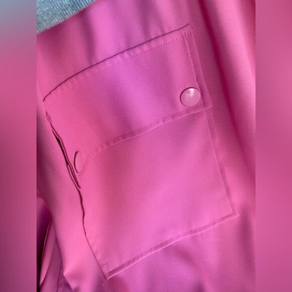 Lucky Chouette Logo Gray Pink Pullover Casual Sweatshirt Midi Dress Sz 36 S Cap - Picture 12 of 15